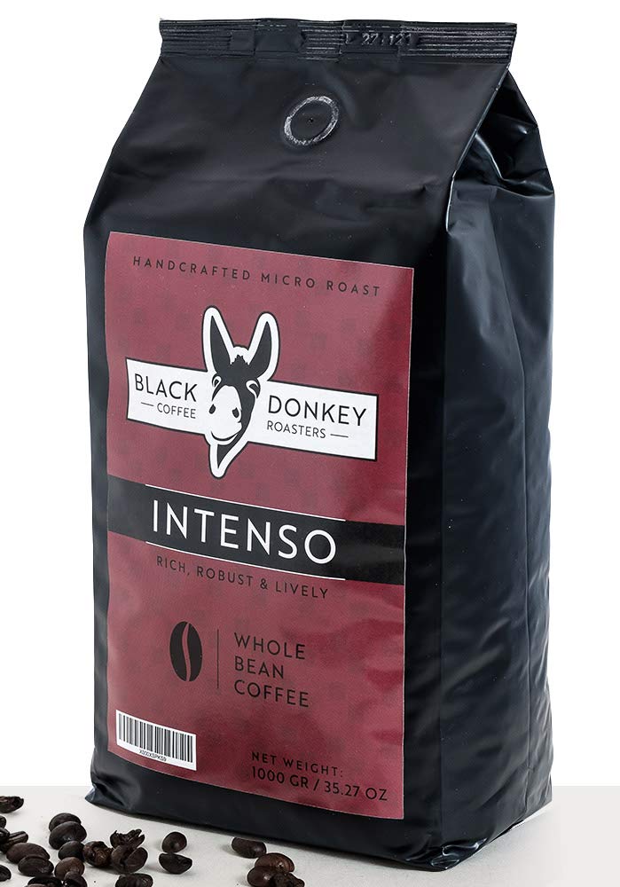 Black Donkey Intenso Whole Coffee Beans – 1KG Dark Roast Espresso
