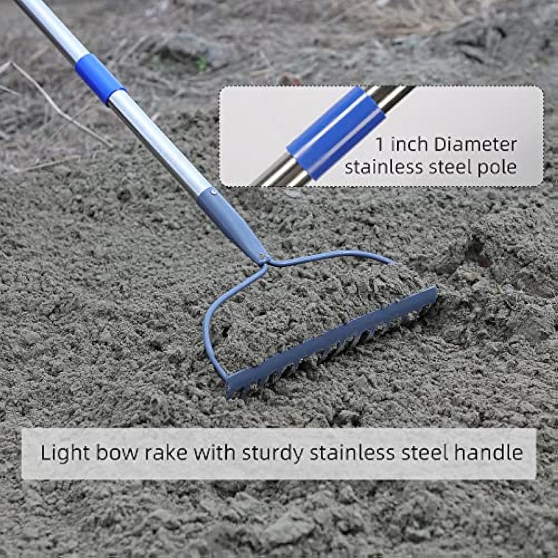 MIYA Garden Rake for Soil | 182CM Long Handle Heavy Duty 14 Tines