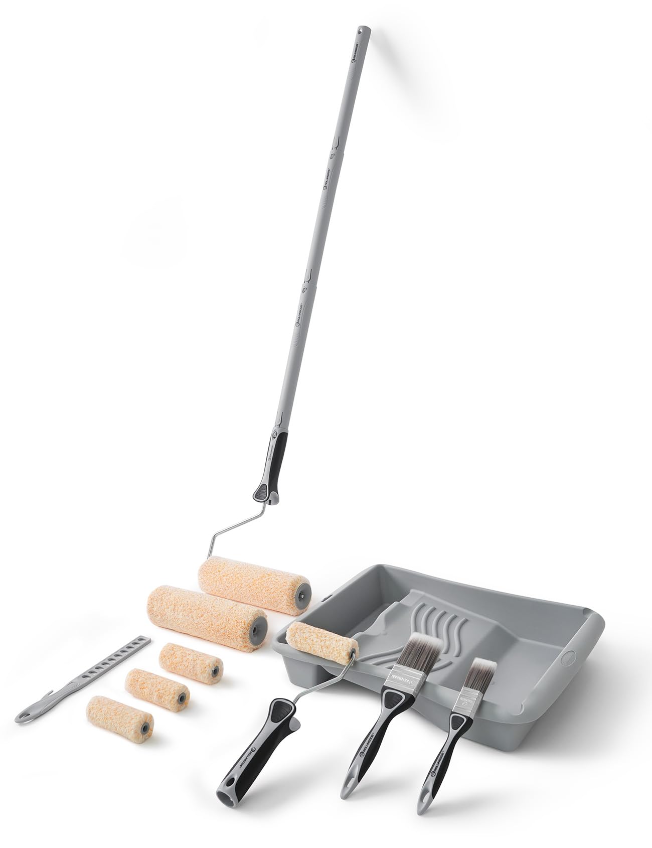 ROLLINGDOG 15-Piece Paint Roller Set with Extension Pole and Tray