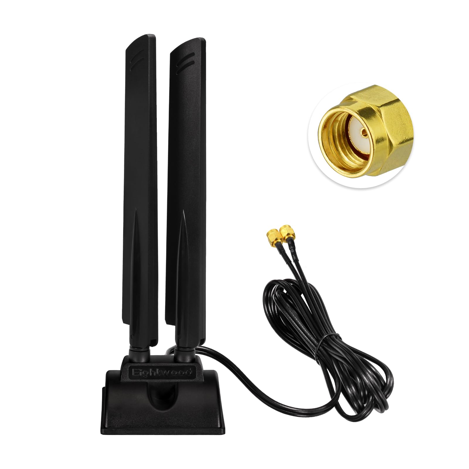 Eightwood WiFi 6E Tri-Band Antenna – Magnetic RP-SMA Base for Desktop PC