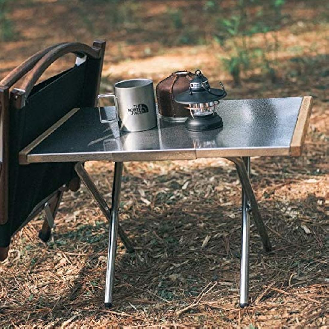 CAMPINGMOON Heat-Resistant Stainless Steel Foldable Camping Side Table