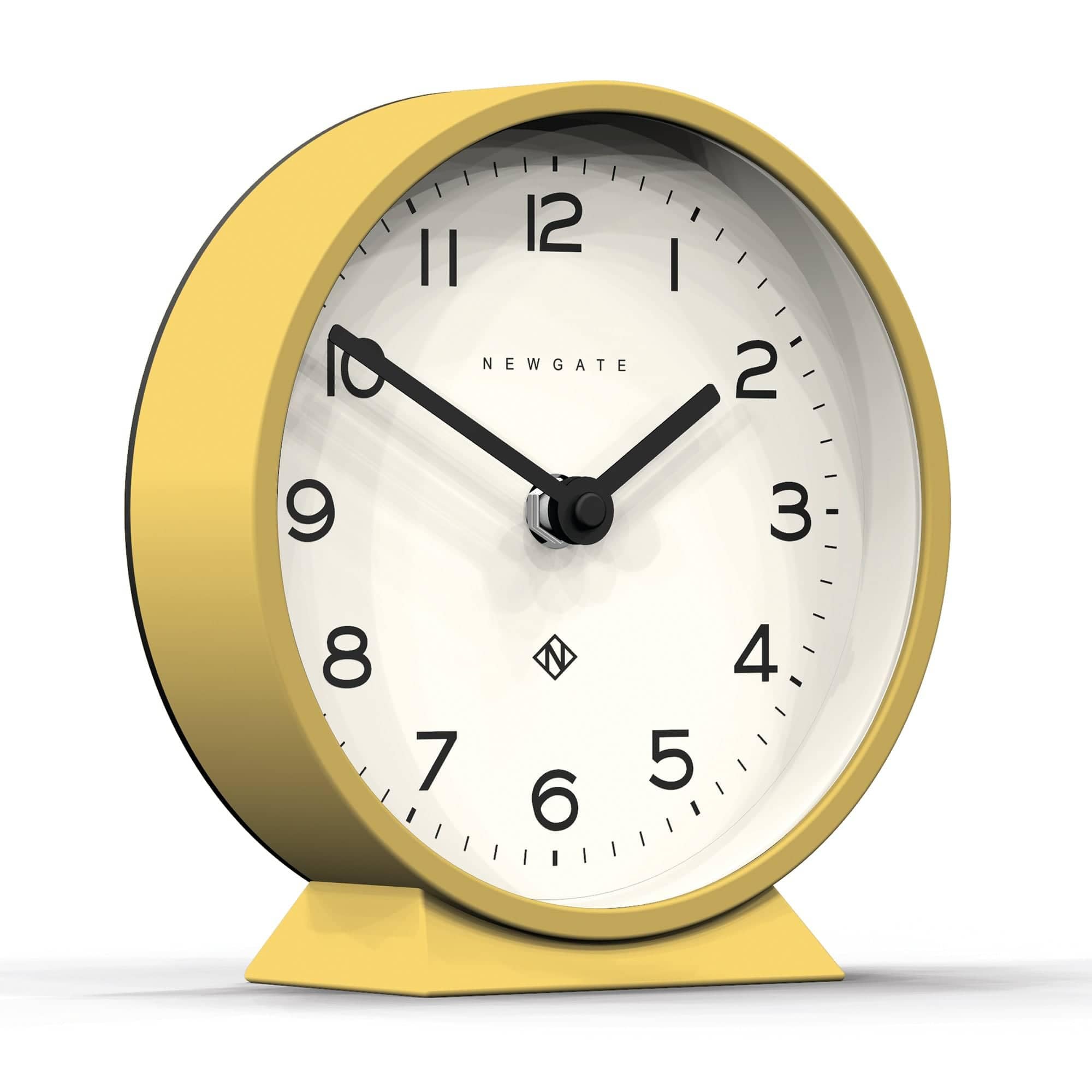 Newgate M Mantel Clock – Silent Sweep Minimalist Desk Clock, Yellow