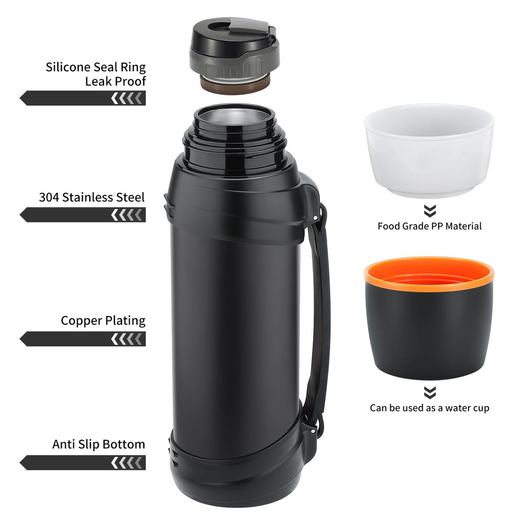Olerd 2.5L Stainless Steel Insulated Flask – Large Vacuum Travel Bottle