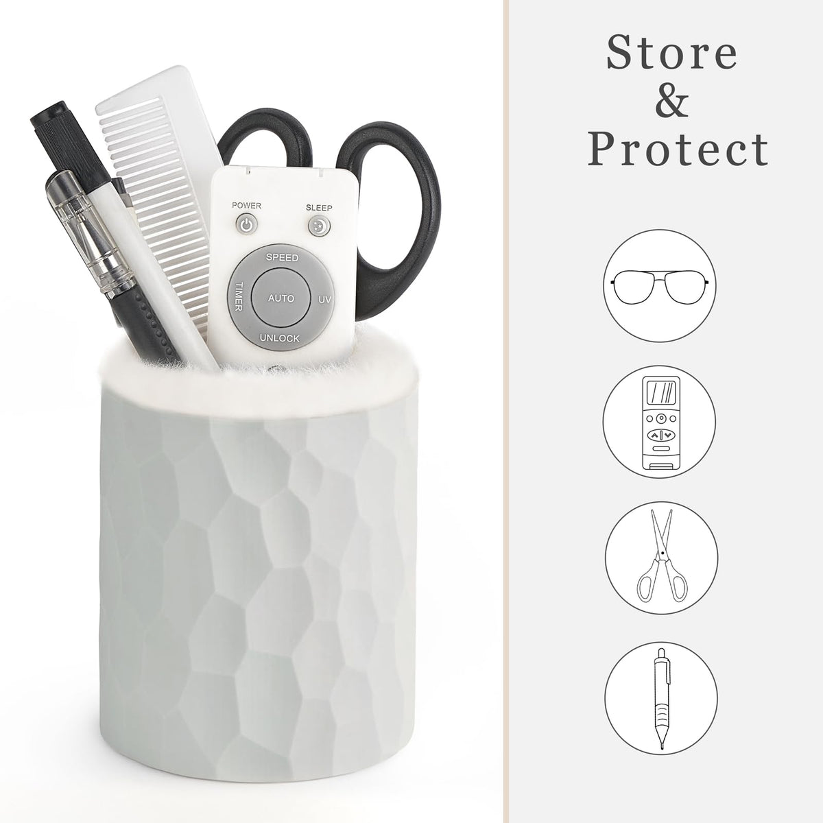 Mkono Plush Lined Eyeglasses Holder Protective Glasses Holder Stand Case Anti-scratch Glasses Storage Organizer for Table, Desk, Nightstand, Office - image 5