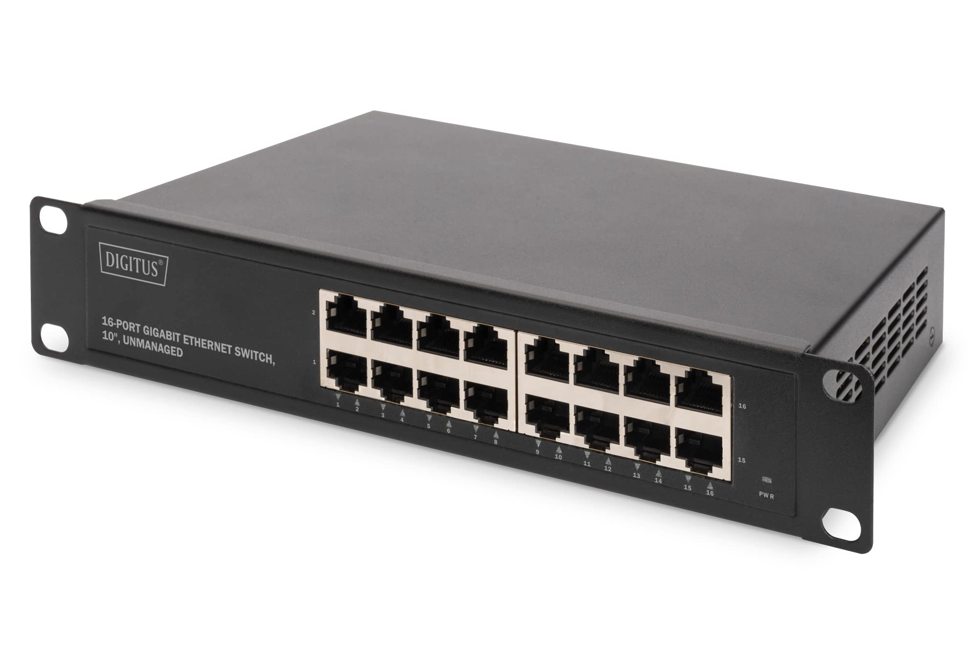 DIGITUS 16-Port Gigabit Ethernet Switch | 10-Inch Rackmount – Black