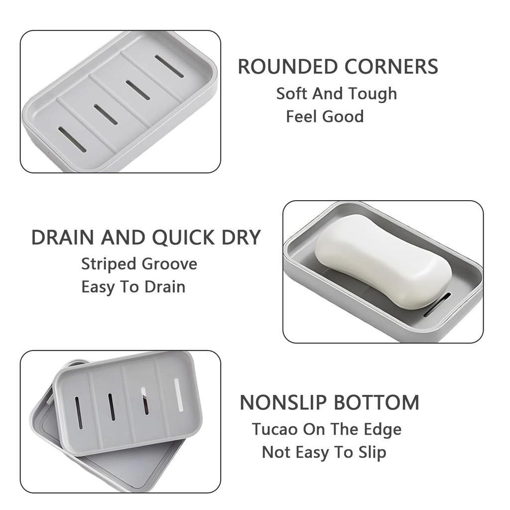 Senshuomy Soap Box, Soap Dish, Soap Dishes for Bathroom, Plastic Draining Soap Dishe, Plastic Draining Soap Dishes, Keep Soap Dry