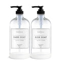 Vine Creations Clear Glass Soap Dispenser, 2 Pack Kitchen Soap Dispenser Set with Rustproof Pump