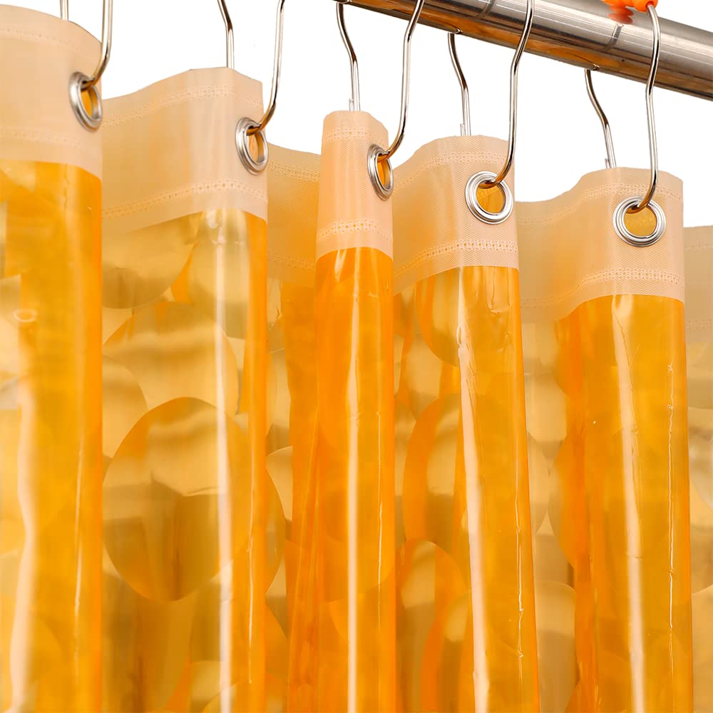 Ga-Geetopia Orange 3D EVA Shower Curtain Liner | 72x72 Weighted Magnet