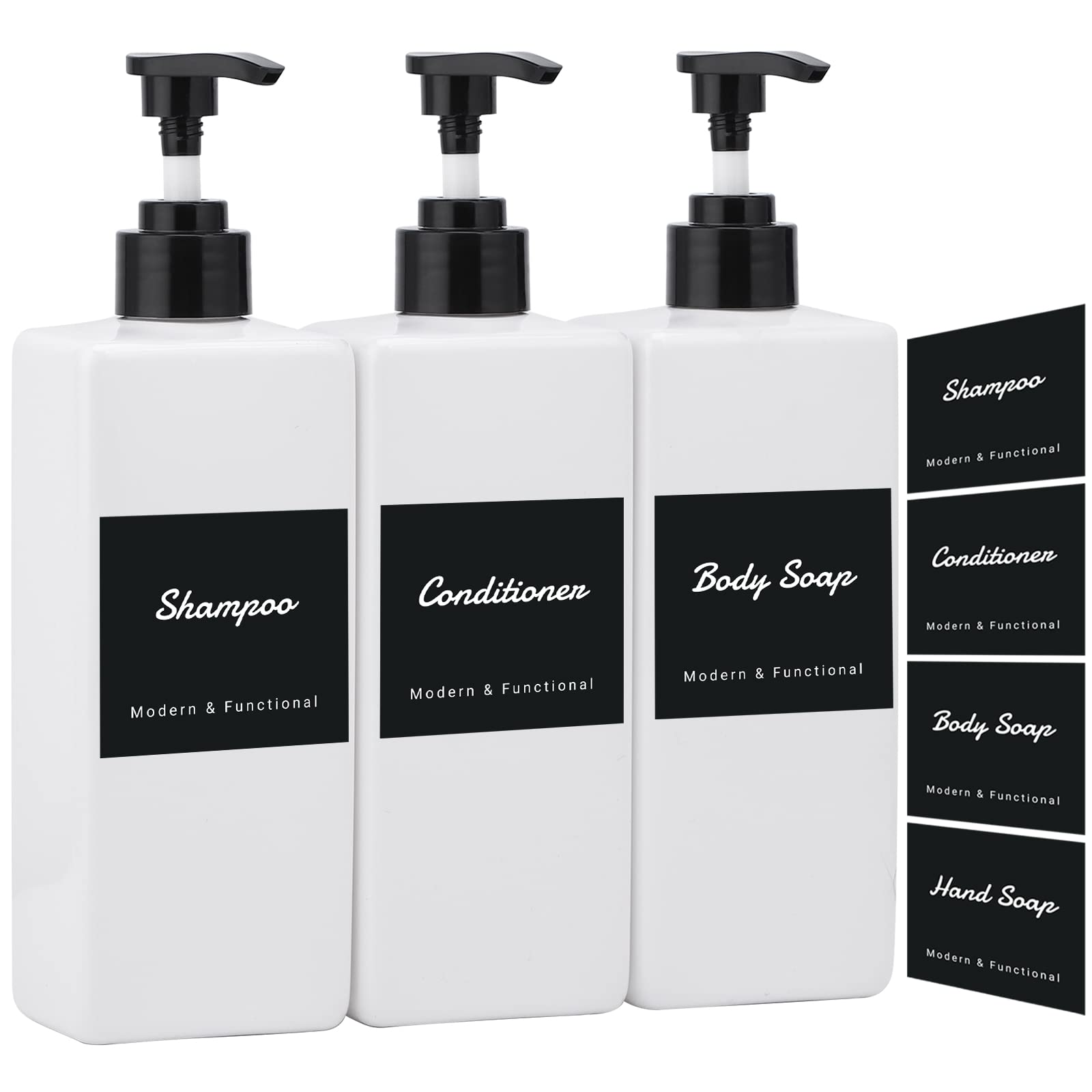Segus 3-Piece Refillable Soap Dispenser Set - 500ml White PET Bottles
