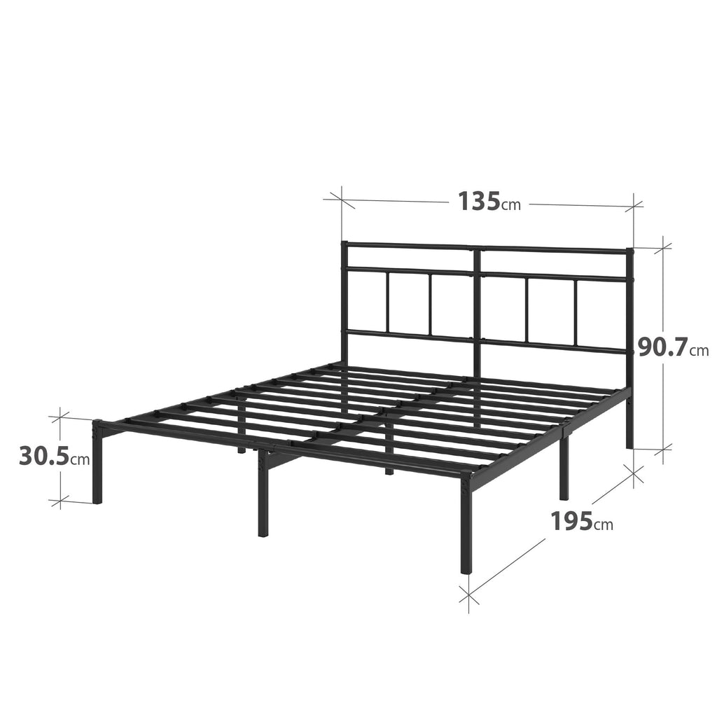 Zinus Elias Double Metal Platform Bed Frame with Headboard | 135x190 cm