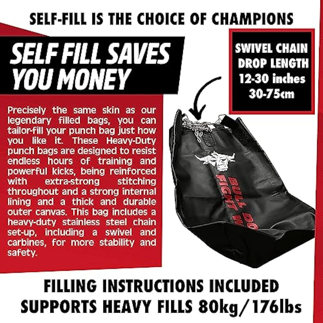 Bull Doza Heavy-Duty XL Tank Punching Bag – Self-Fill Canvas Boxing Bag