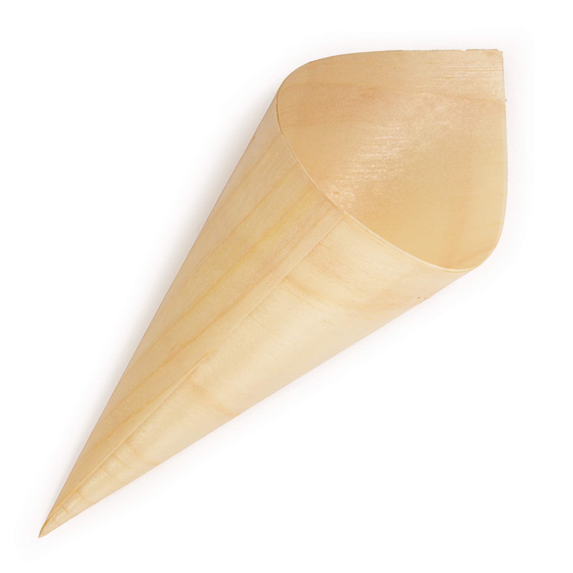 BambooMN Disposable Pine Wood Food Cones – 7.1" Tall, 300 Pieces