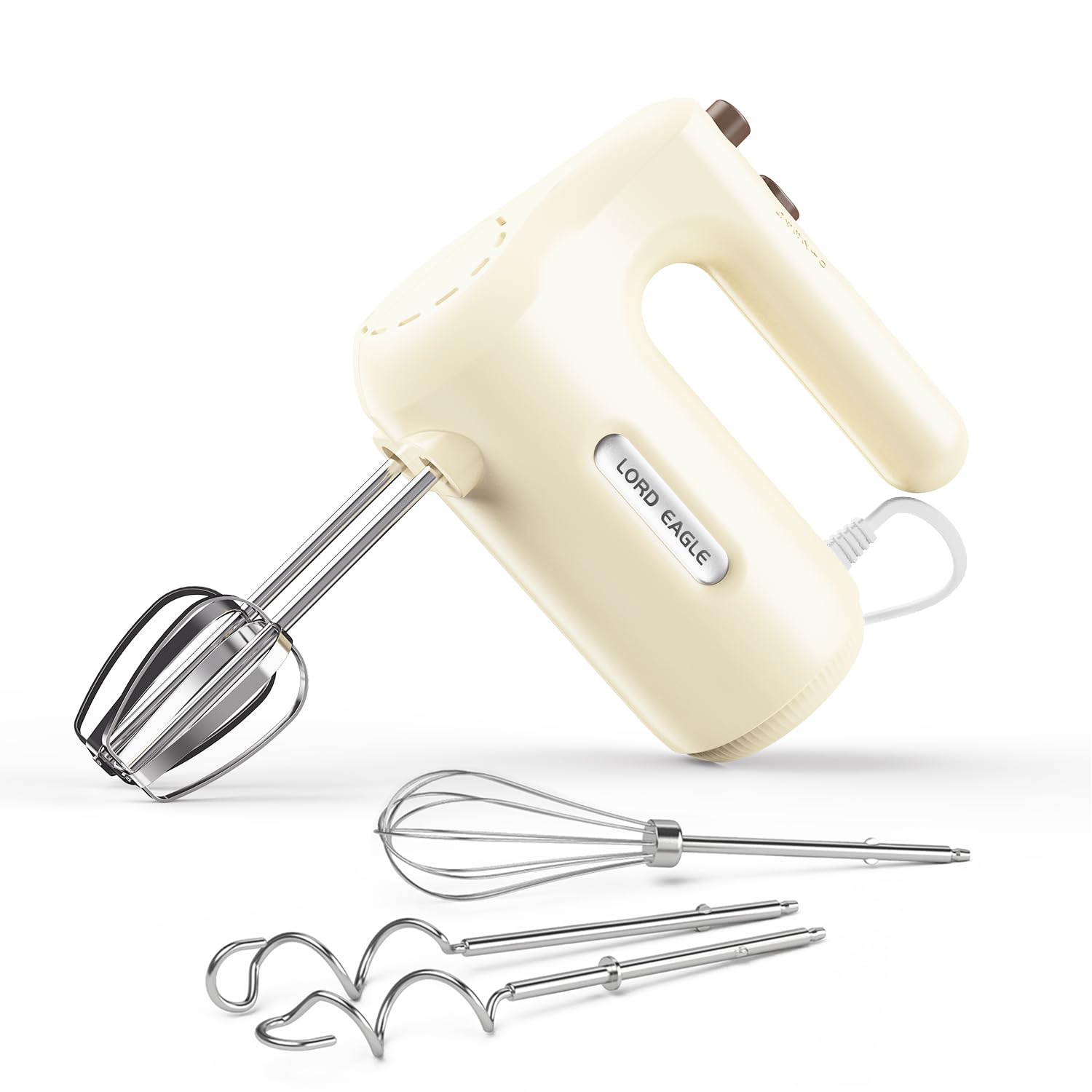 Lord Eagle 5-Speed Electric Hand Mixer, 300W Handheld Whisk - Cream