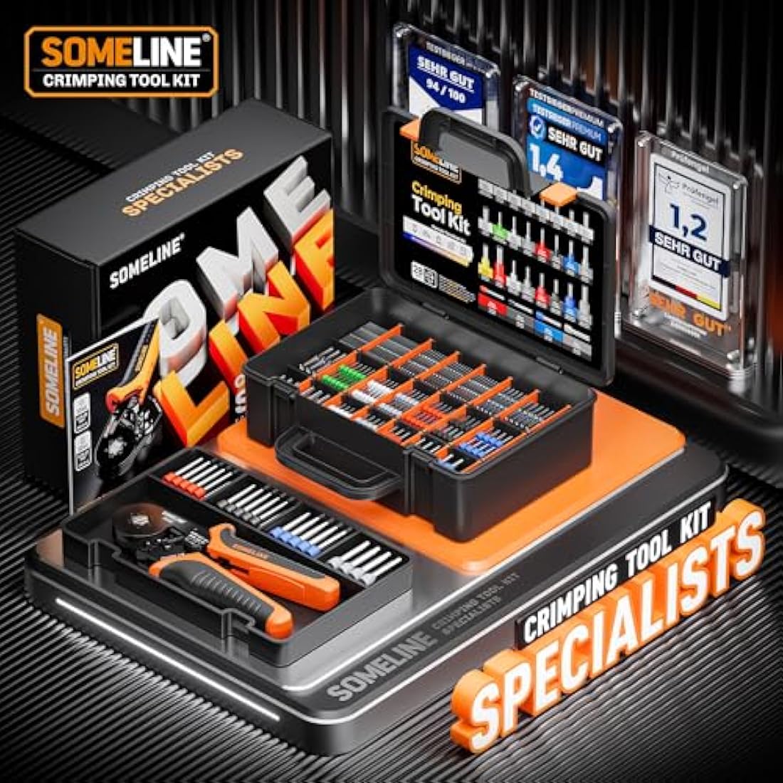 SOMELINE Hexagonal Ferrule Crimp Tool Kit with 1505pcs Wire Terminals