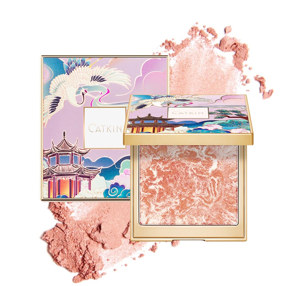 CATKIN Powder Blush & Highlighter Palette – Coral Pink Peach, 10g