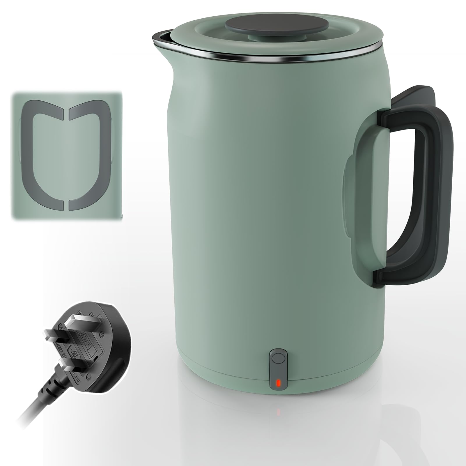 Emooncn 600ML Portable Travel Kettle | Stainless Steel Fast Boil 400W