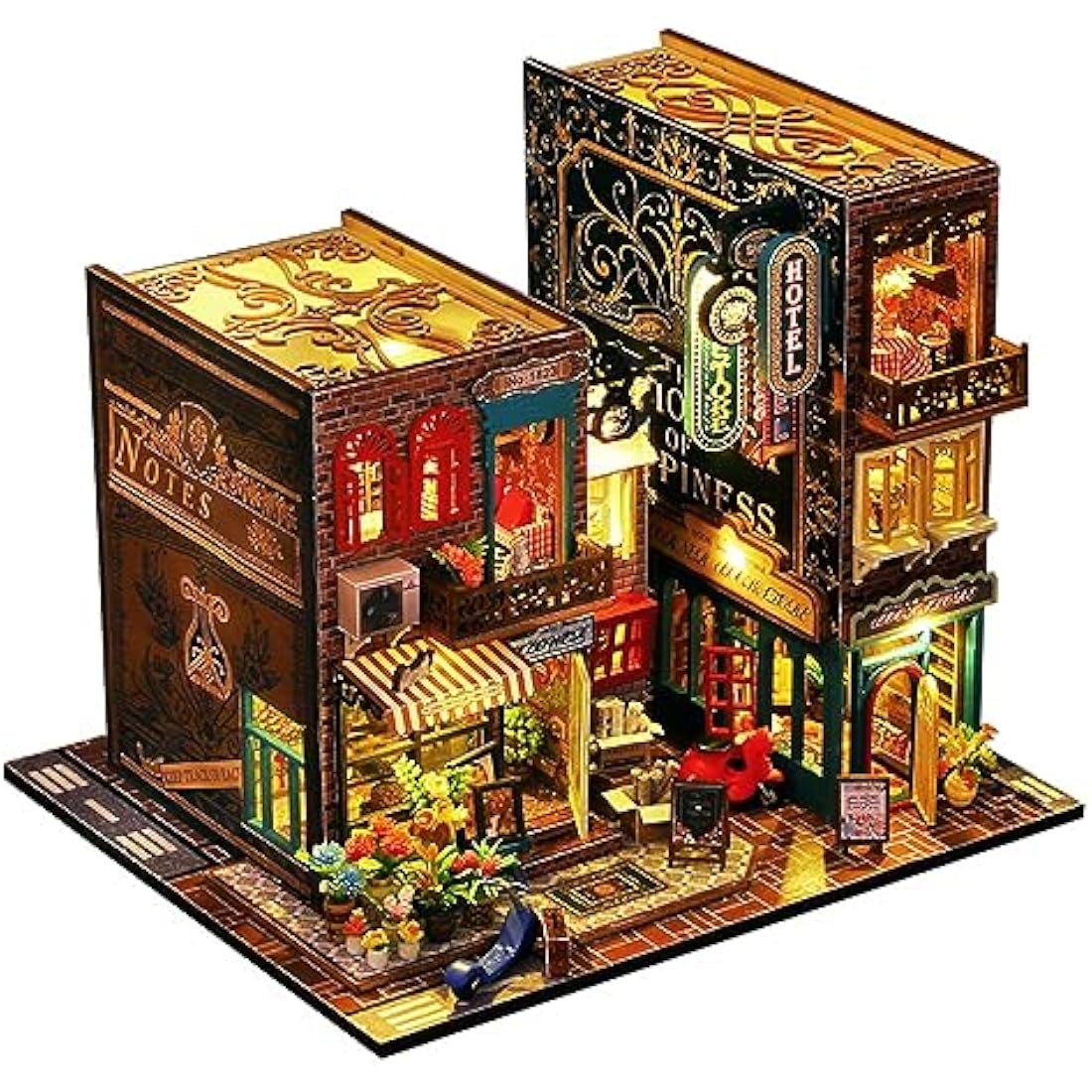 Shylamb DIY Book Nook Kit – Scarbrough 3D Wooden Puzzle Bookend with LED