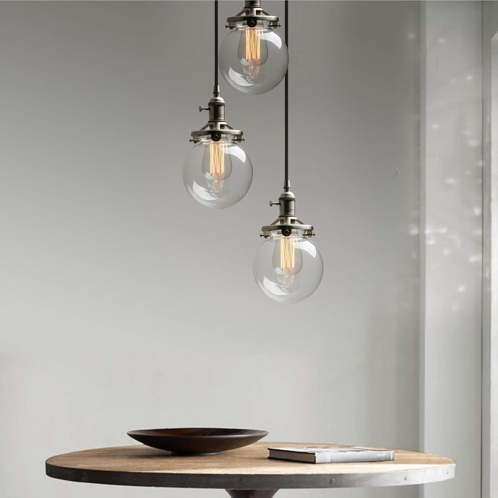 Phansthy 3-Light Cluster Chandelier – Vintage Globe Glass Pendant
