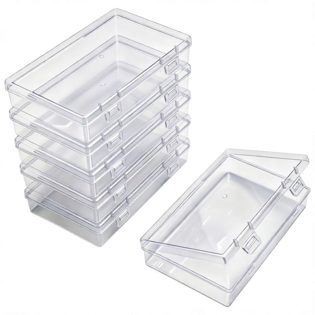 Goodma 6 Pieces Rectangular Empty Mini Clear Plastic Organizer Box - image 1