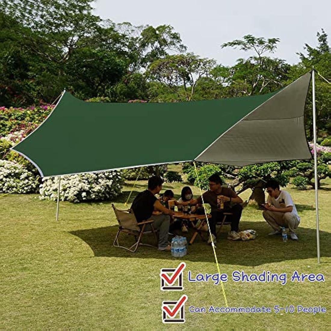 5x5m Waterproof Octagon Camping Tarp – UV Sun Shelter