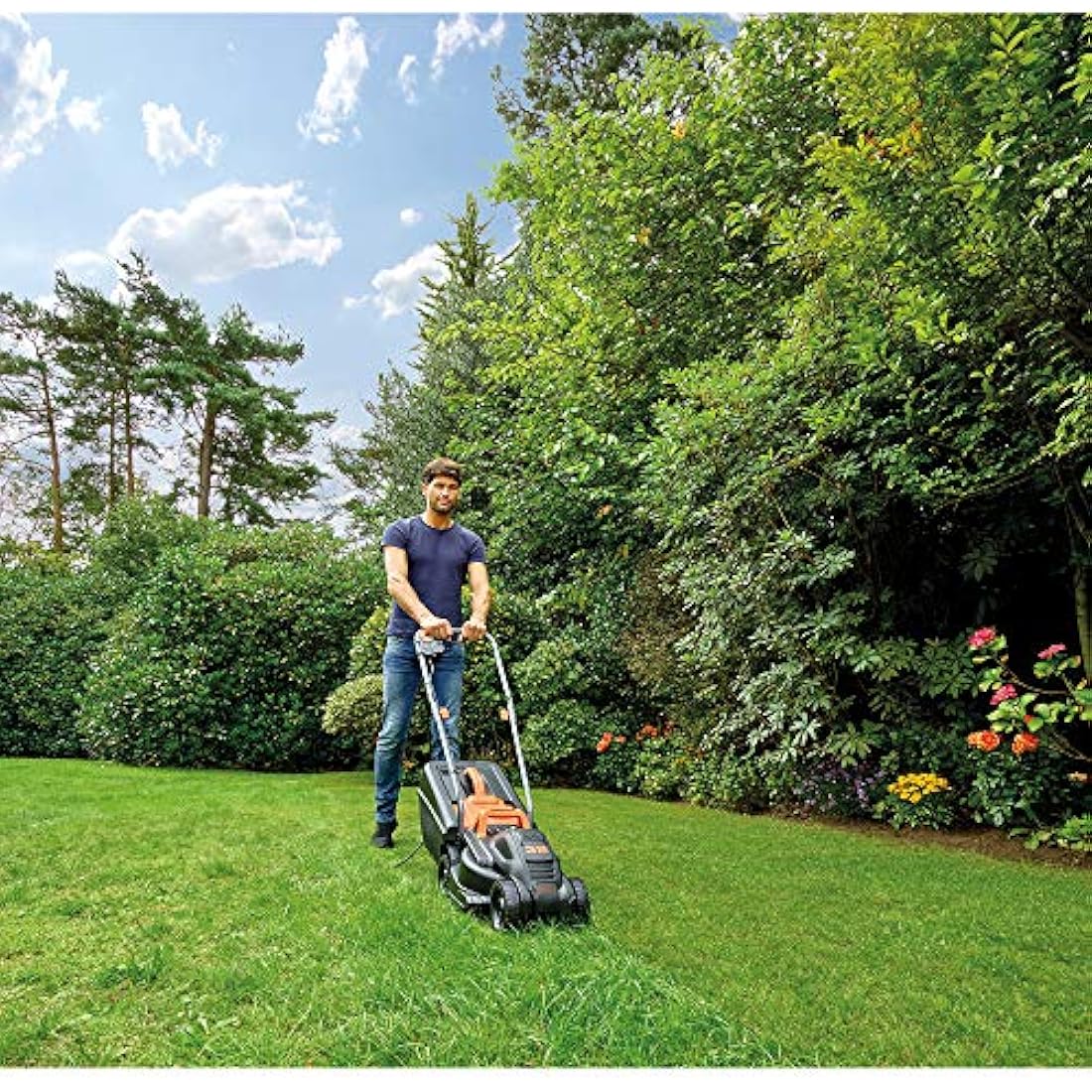Black+Decker Electric Lawnmower & Trimmer Kit | 1000W | 32cm