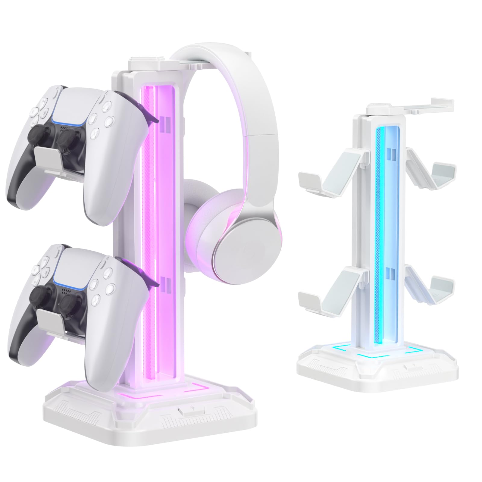 Jolof Store RGB Headset Stand - Rotatable Gaming Controller Holder, White