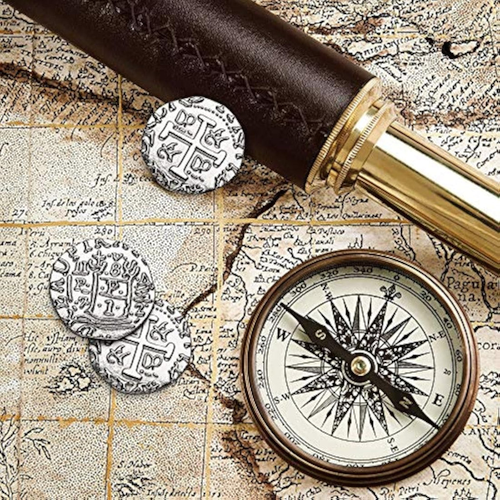 100pc Silver Metal Pirate Coins – 27mm Replica Doubloon Set