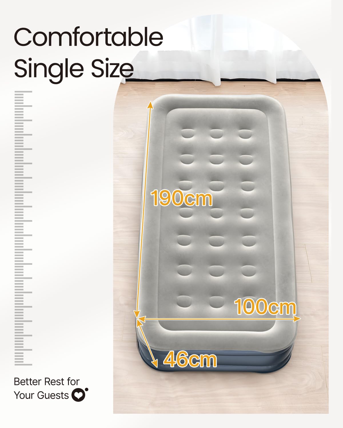 iDOO Single Air Bed | Inflatable Mattress with Built-in Electric Pump