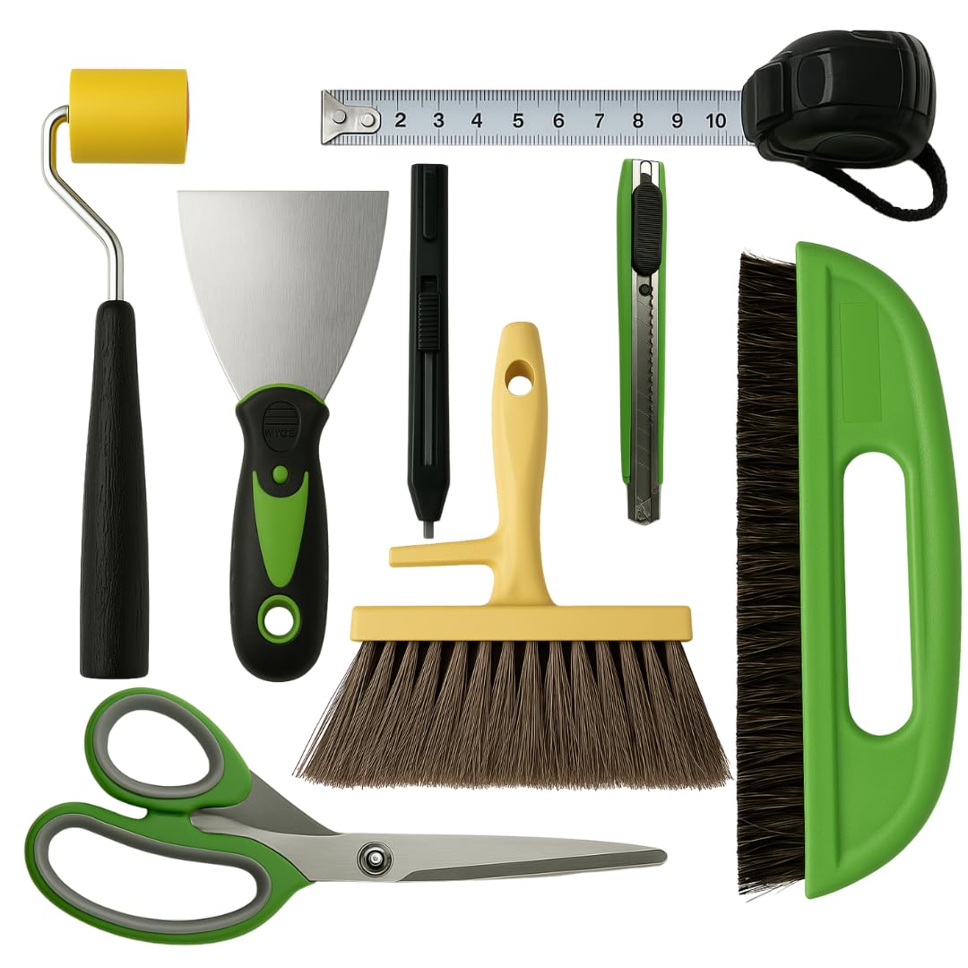 Tsekouri 8-Piece Wallpaper Paste Kit with Seam Roller and Scraper