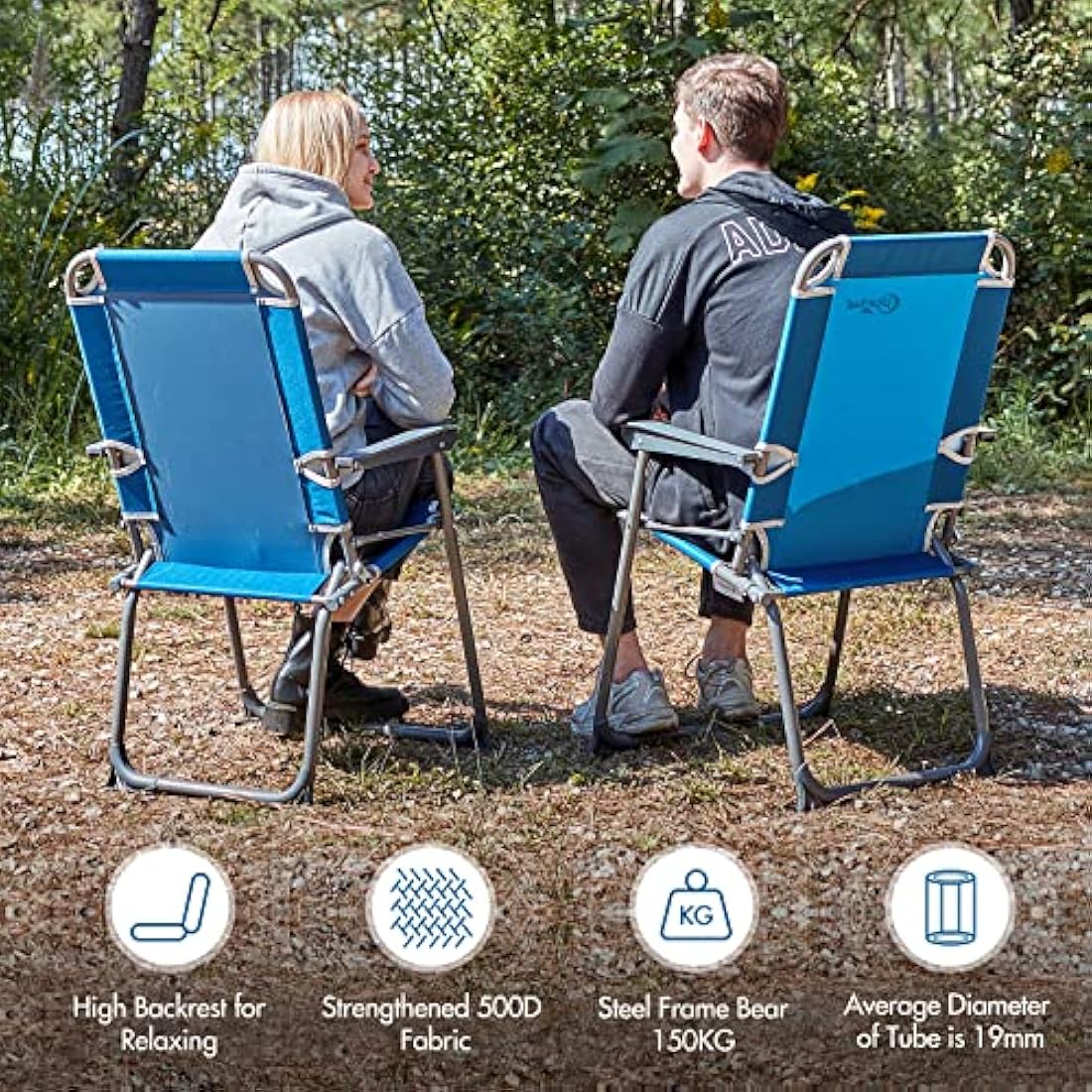 Portal Lightweight Folding Camping Chair – Portable High Back Garden Seat