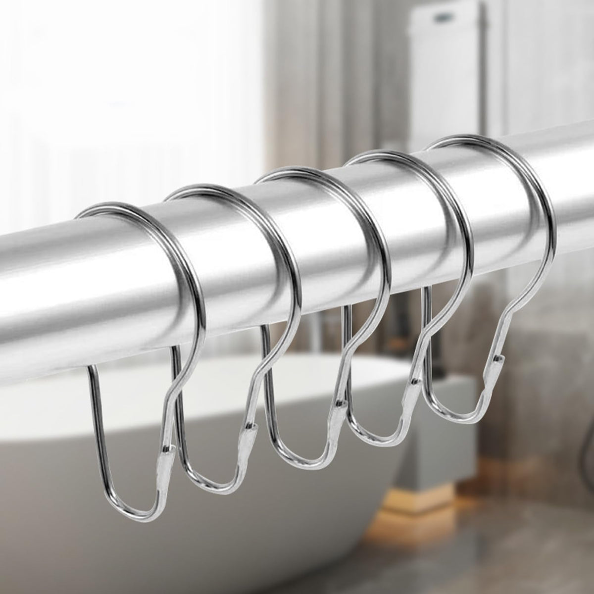 30PCS Shower Curtain Rings, Curtain Hangers Hanging Shower Clips,Stainless Steel Metal Rust Proof Decorative Hooks Loop for Bedroom Bathroom Kitchen - image 4