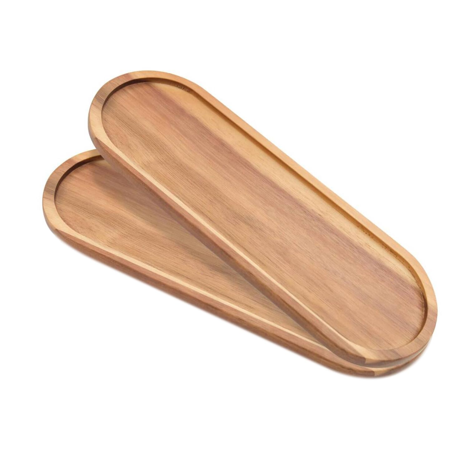 Acacia Wood Vanity Tray Set – 2 Piece Decorative Bathroom Trays