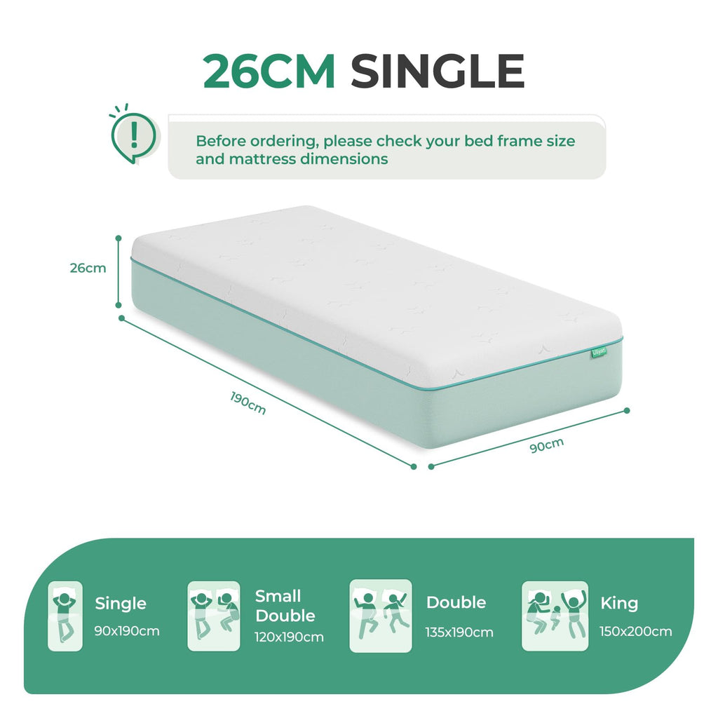 Uliyati Single Mattress Gel Memory Foam Mattress Medium Firm 90x190x26CM - image 2