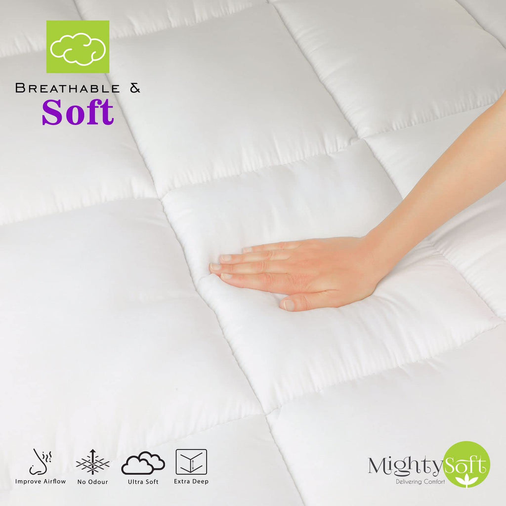 MightySoft Single Mattress Topper | 4 Inch Extra Deep Quilted Microfiber
