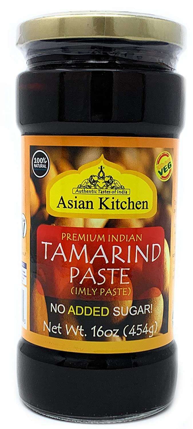 Asian Kitchen Tamarind Paste Puree (Imli) - All Natural, 16oz Glass Jar