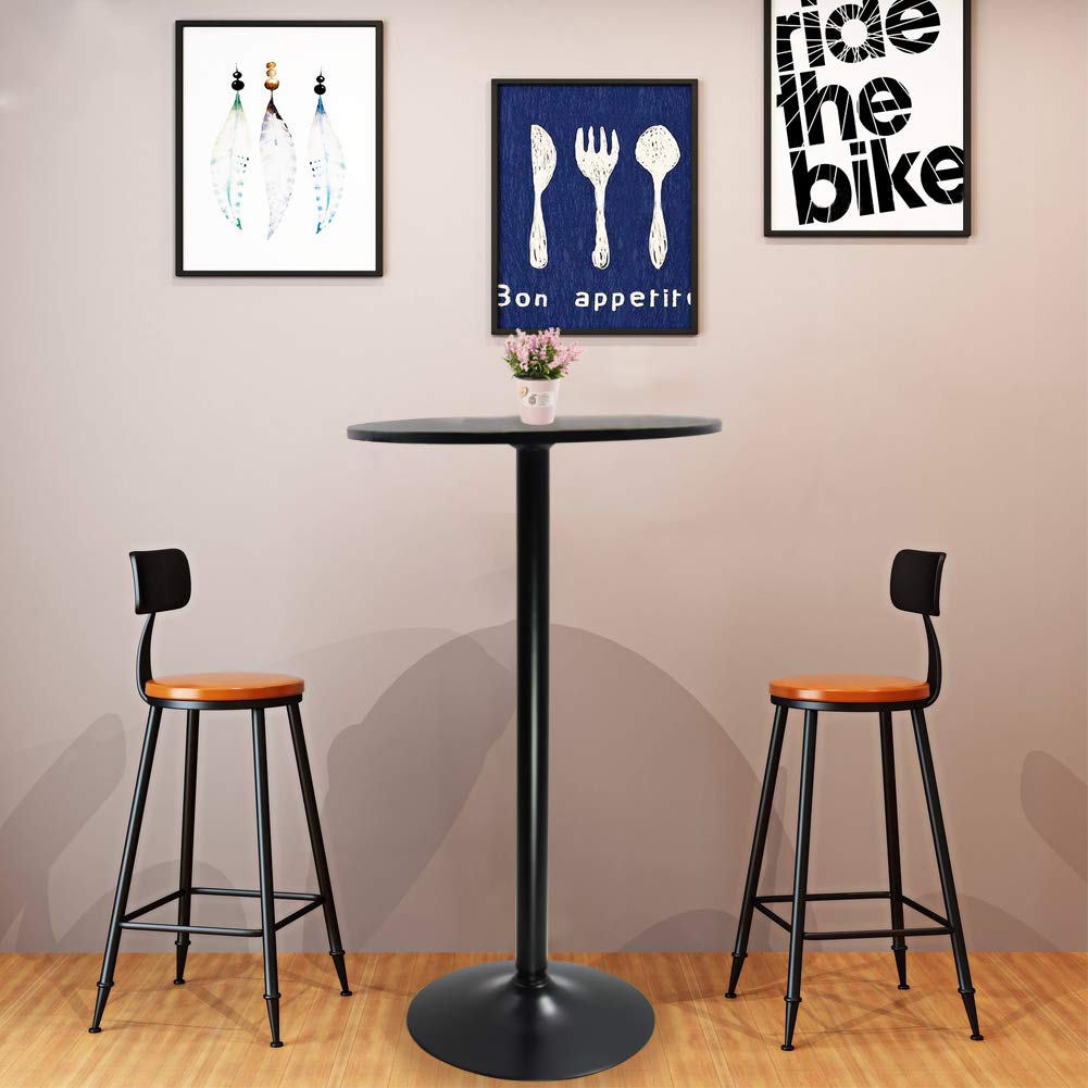 KKTONER Round Bar Table - 60cm MDF Top Cocktail Pub Bistro Table