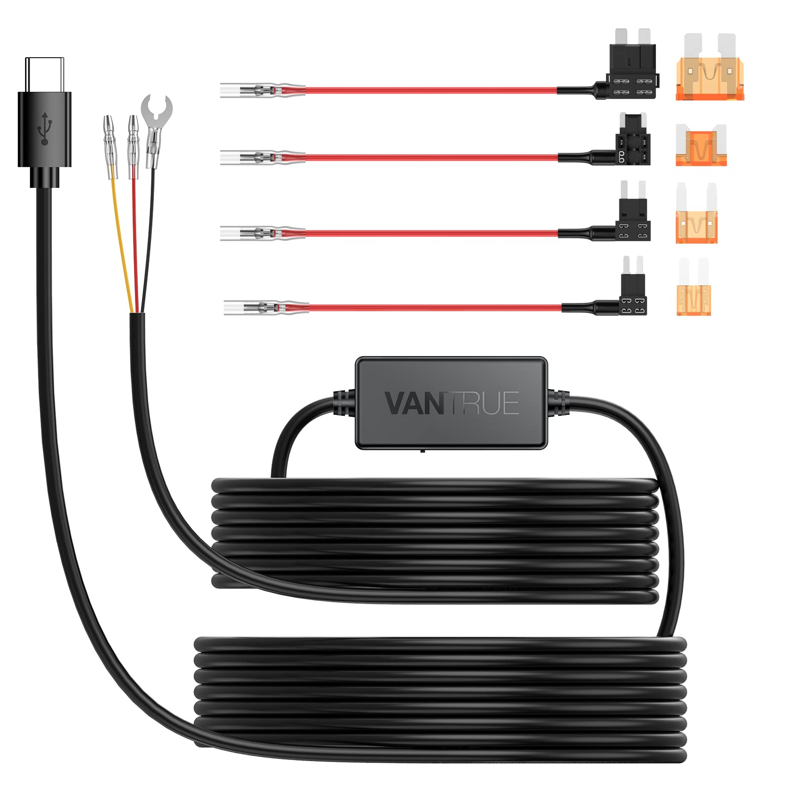 Vantrue USB-C Dashcam Hardwire Kit with ACC Fuse & Low Voltage Protection