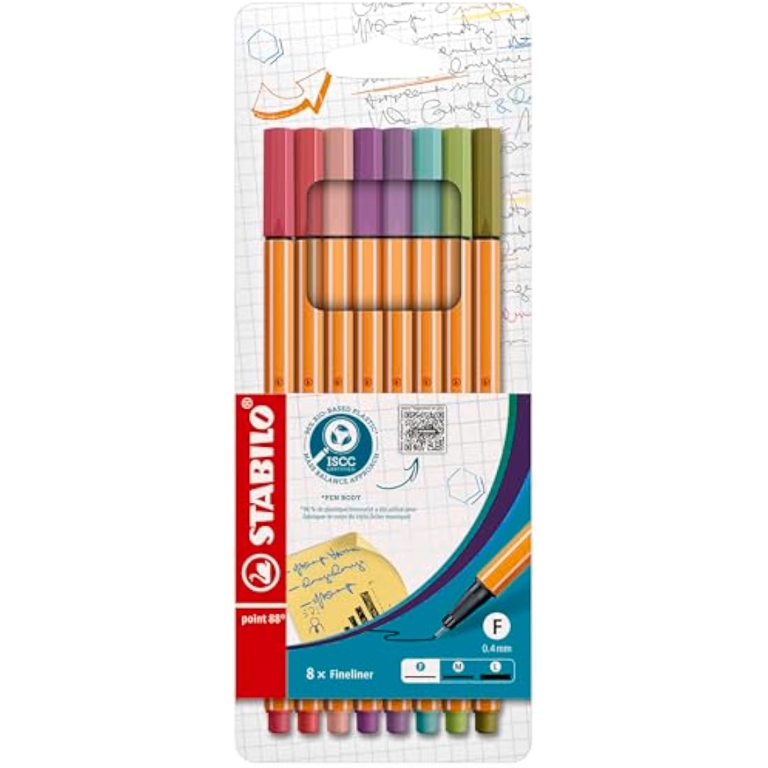 STABILO Point 88 Fineliner Pens | 0.4mm Assorted Colors | Pack of 8