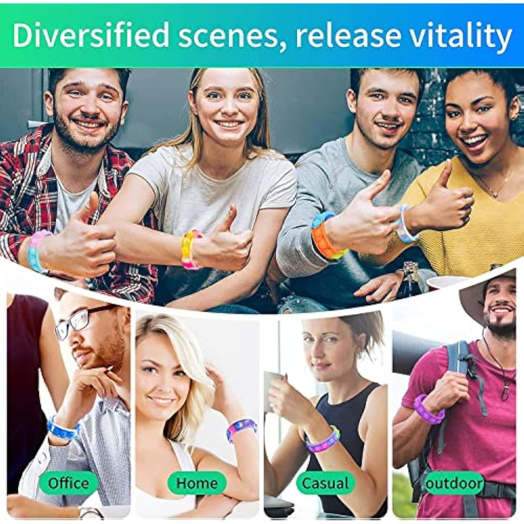 Jolof Store 90Pcs Pop Bracelet Fidget Toys | Silicone Sensory Wristbands