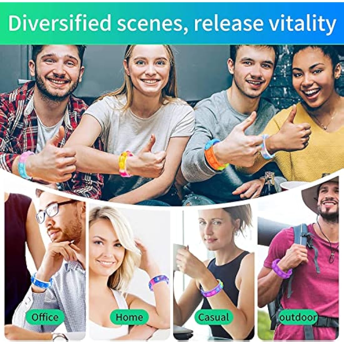 Jolof Store 90Pcs Pop Bracelet Fidget Toys | Silicone Sensory Wristbands