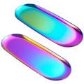 Jolof Store Set of 2 Oval Stainless Steel Trays – Iridescent Jewelry Decor