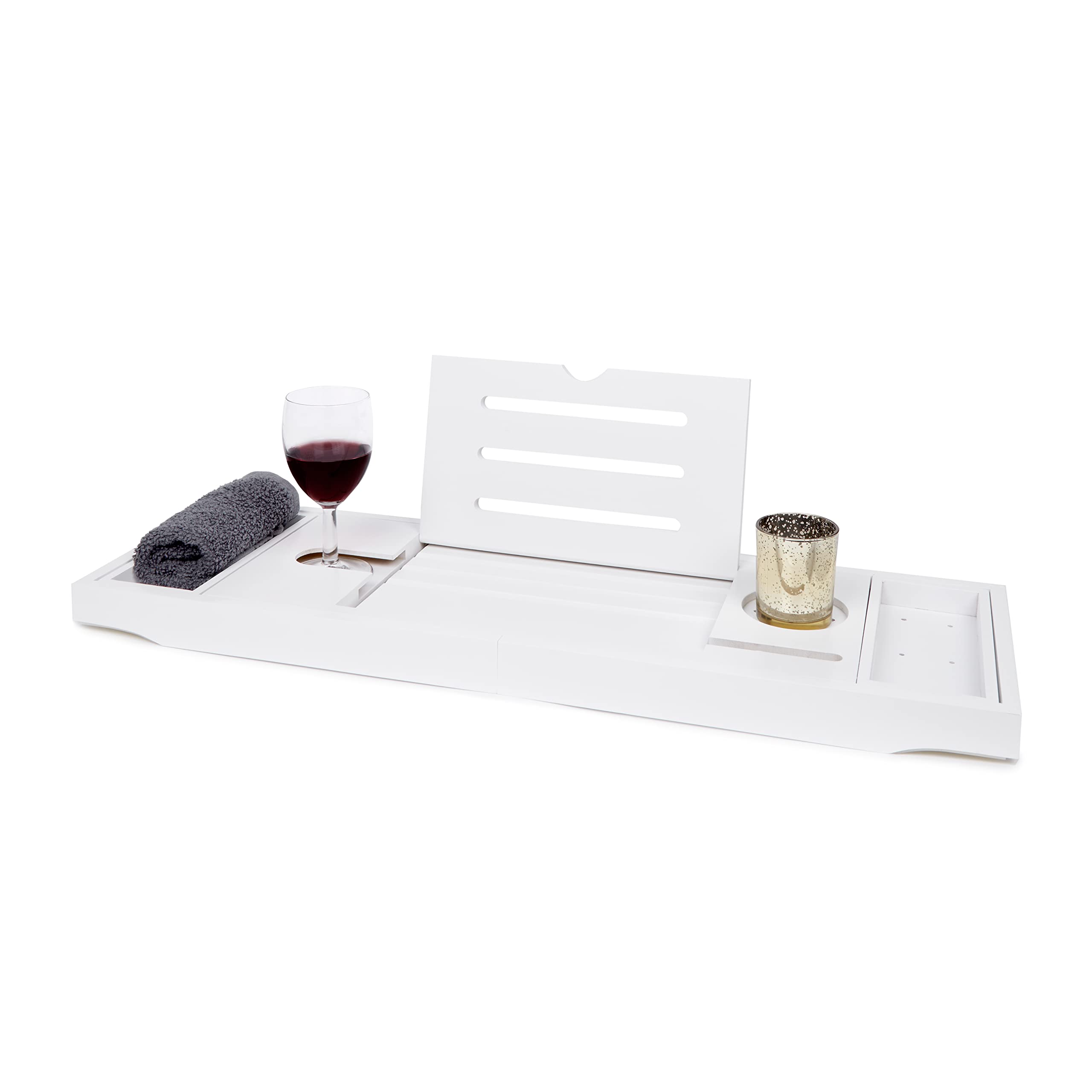 Deep Calm Extendable Bamboo Bath Caddy – Luxury Bathtub Tray by Jolof Store