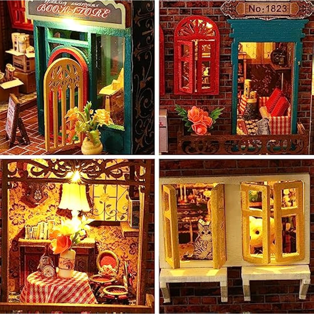 Spilay DIY Miniature Dollhouse Kit - 1:24 Scale Wooden House with Dust Cover