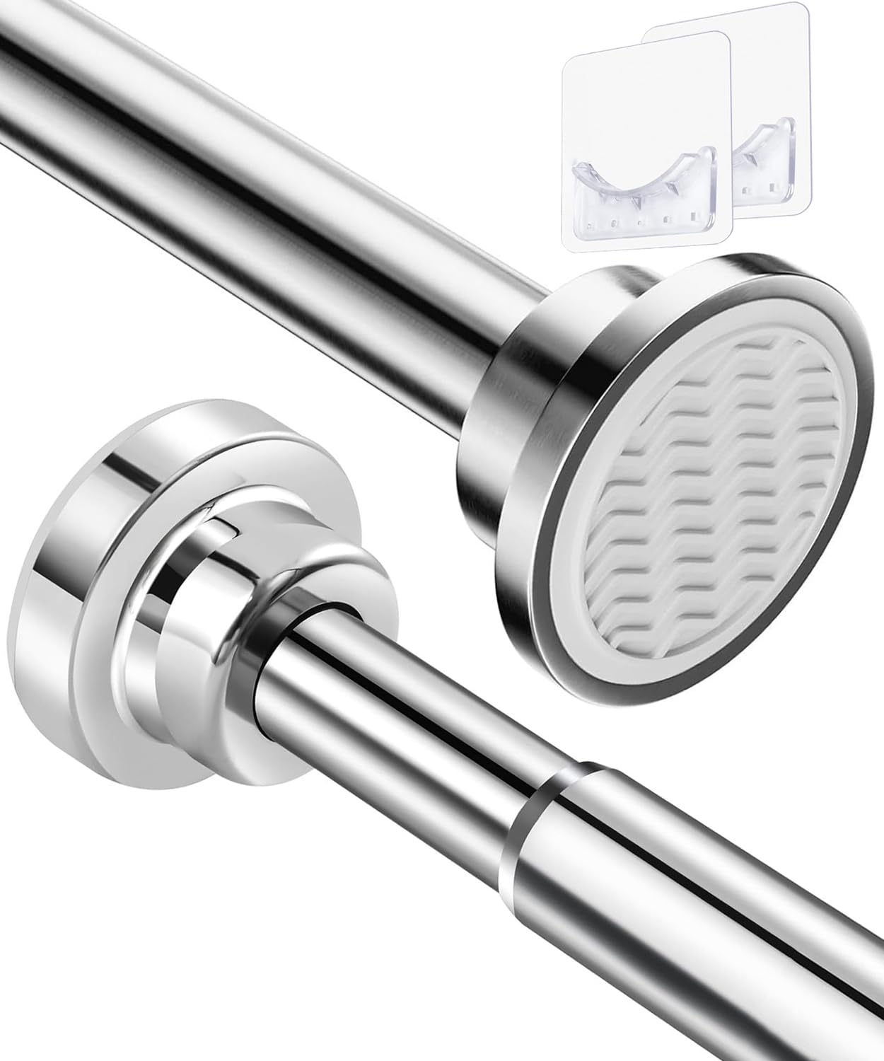Bingobang Stainless Steel Tension Shower Curtain Rod, 70–130cm Silver