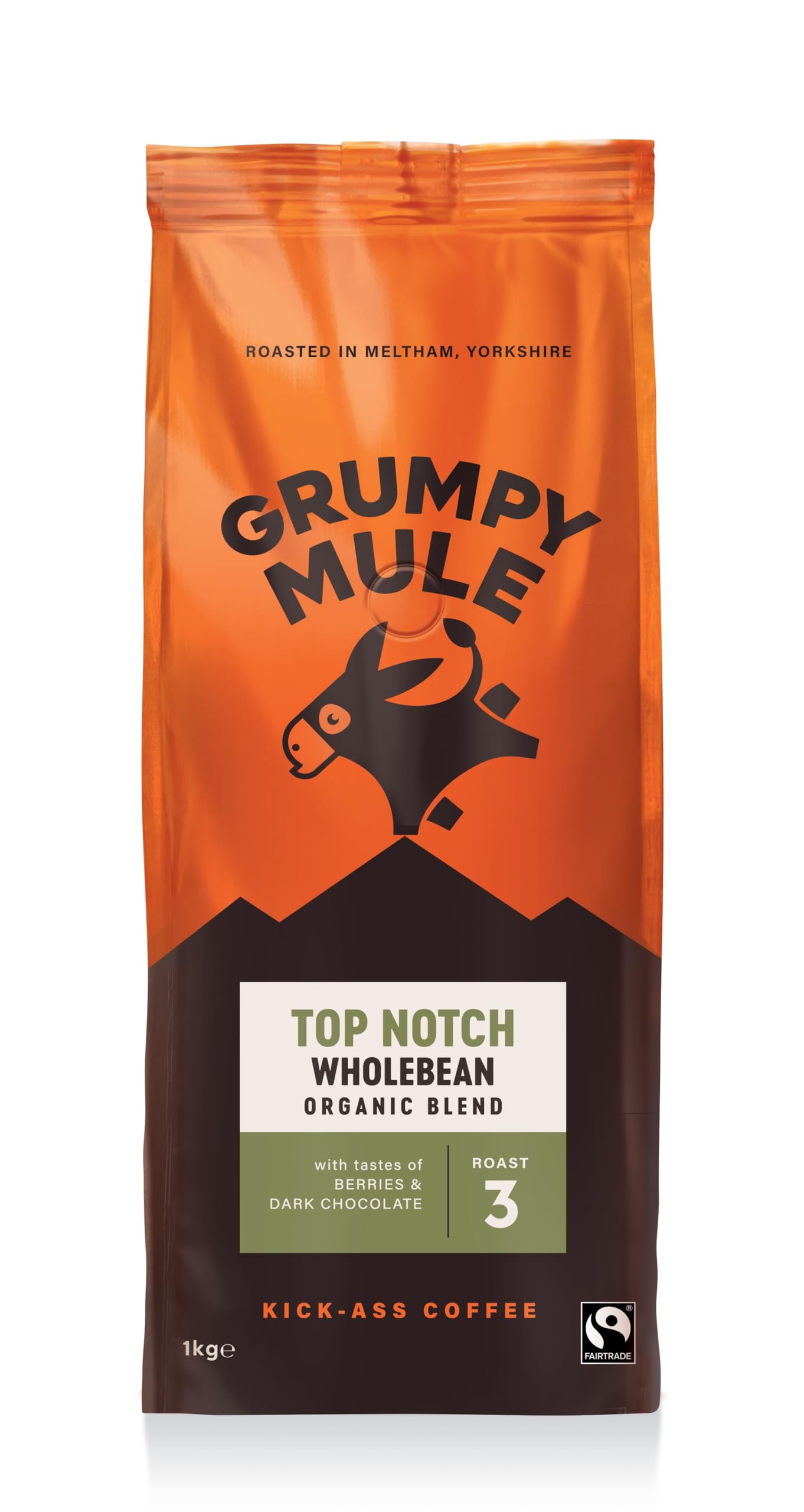 Grumpy Mule Organic Whole Bean Coffee – Top Notch Blend 1kg