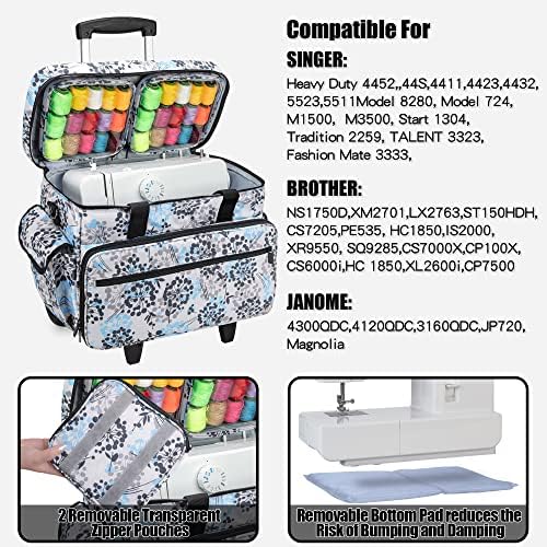 Jolof Store Sewing Machine Trolley Bag - Rolling Case with Wood Pad