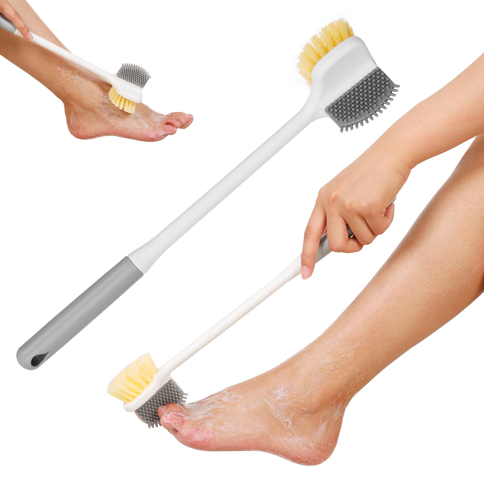 Jolof Store Long Handle Foot Wash Brush – Silicone Toe Scrubber for Seniors
