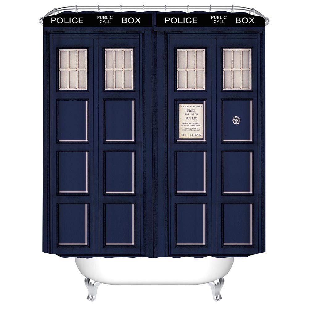 Police Box Shower Curtain – Waterproof Polyester, 70x70