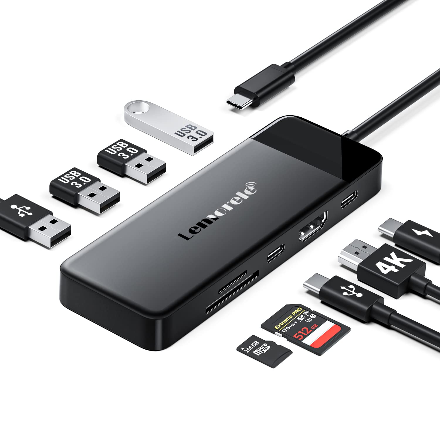 Lemorele 9-in-1 USB C Hub – 4K HDMI Multiport Adapter & Docking Station