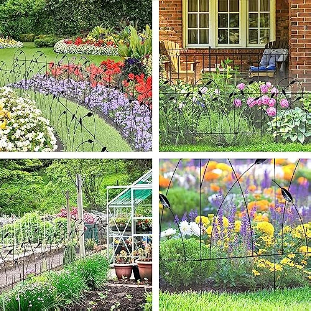 Thealyn 10-Pack Rustproof Metal Garden Fence - 82cm H x 4.9m L Black Border